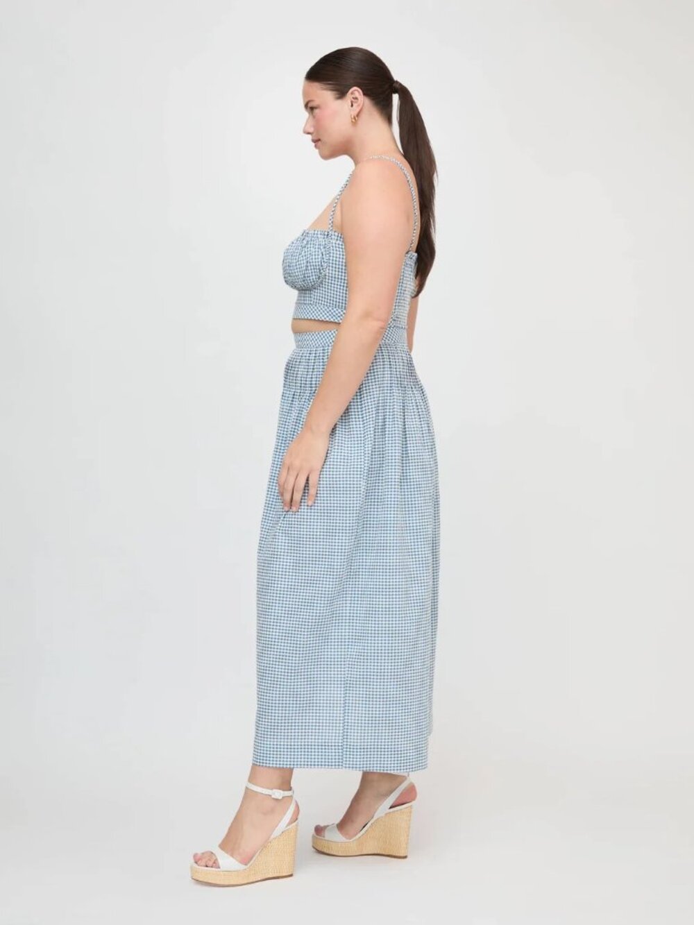 NEW Hill House Home The Ame Skirt in Lagoon Teal Gingham - Picture 8 of 9